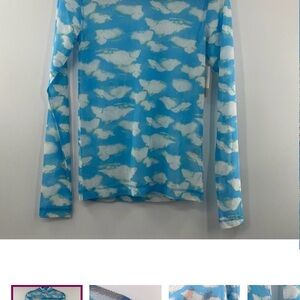 Nordstrom Blue and White Cloud Pattern Long Sleeve Tee